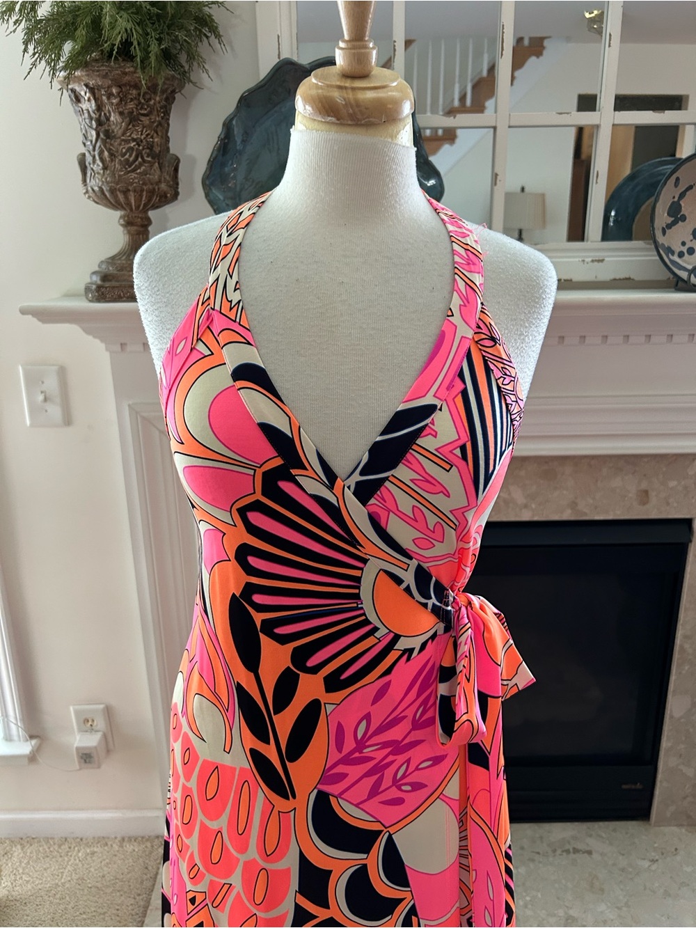 JB by Julie Brown Bold Multi Color Wrap Maxi Dress - Picture 2 of 8